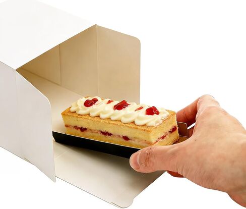DEAYOU 500 Pcs Mini Cake Boards Rectangular, 5 × 2.8 Inch Foldable Paper Cardboard Dessert Plates, Greaseproof Mousse Cupcake Bases for Pastry Display, Baking, Party, Wedding, Gold and Black in Saudi Arabia