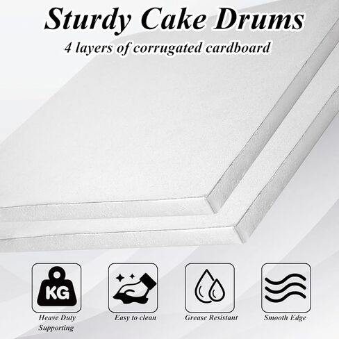 10 قطعة طبلة كعكة مربعة 12 بوصة لوحة كعكة مربعة 1/2 بوصة سميكة طبلة كعكة فضية DIY بها بنفسك ، تزيين ، لوازم الخبز in Kuwait