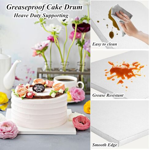 10 قطعة طبلة كعكة مربعة 12 بوصة لوحة كعكة مربعة 1/2 بوصة سميكة طبلة كعكة فضية DIY بها بنفسك ، تزيين ، لوازم الخبز in Kuwait