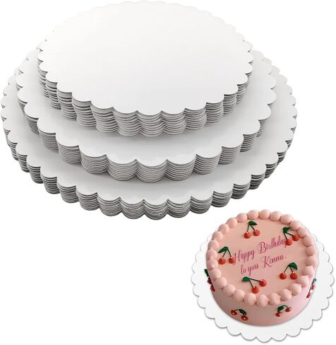 30 Pcs 8+10+12 inch White Cake Boards Round, 10 of Each Size, Food-Graded Cardboard, Waterproof and Oil-Proof, Sturdy Corrugated, Ideal for Baking, Cake DIY, Dessert and Craftin in Kuwait
