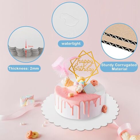 30 Pcs 8+10+12 inch White Cake Boards Round, 10 of Each Size, Food-Graded Cardboard, Waterproof and Oil-Proof, Sturdy Corrugated, Ideal for Baking, Cake DIY, Dessert and Craftin in Kuwait