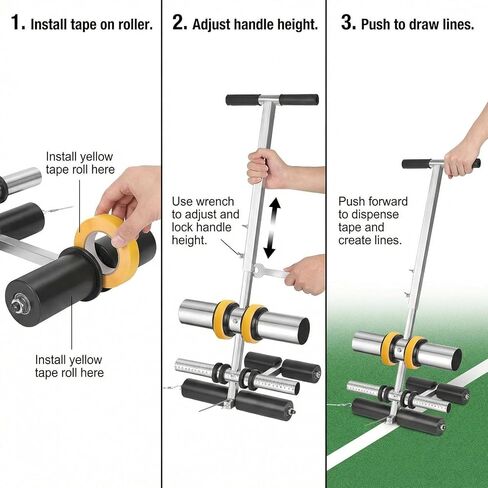 Court Line Tape Machine, Hand Pushed Basketball Court Line Striping Machine, Basketball Court Stencil Kit Width Adjustable, for Parking Lots, Driveway in Saudi Arabia