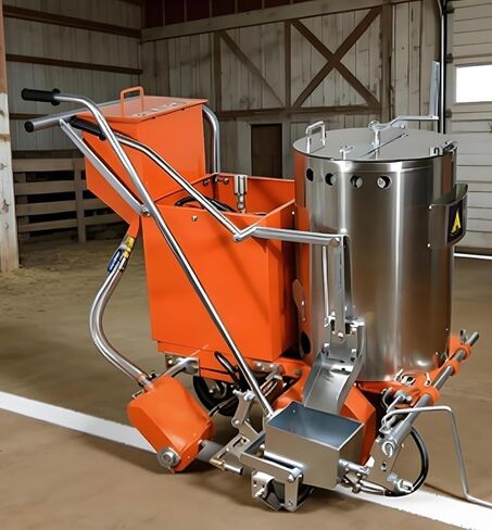 Hot Melt Cold Spray Dual-Use Road Marking Machine, Heavy Duty Industrial Line Striper with Adjustable 50-450mm Line Width,Thermoplastic Painter for Highway Port Construction Site Sports Court Airfield in Saudi Arabia