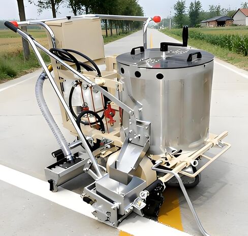 Multi-Width 50-450mm Hot Melt Thermoplastic Line Striper,Heavy Duty Behind Road Marking Machine with Insulated Heating Barrel,for Parking Garage Property Management School Playground Municipal Project in Saudi Arabia