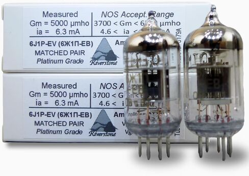 Riverstone Audio - أنابيب تفريغ NOS ذات 7 سنون 6J1P-EV (6Ж1П-EB)، زوج واحد تم اختباره وتطابقه بالكامل (3% لـ IP وGm) - ترقية لـ 6J1 6J1P 6AK5 5654 EF95 403B - قطعتان 6J1P-EV (6Ж1П-ЕВ) 3% متطابقة in Kuwait