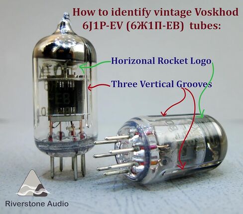 Riverstone Audio - أنابيب تفريغ NOS ذات 7 سنون 6J1P-EV (6Ж1П-EB)، زوج واحد تم اختباره وتطابقه بالكامل (3% لـ IP وGm) - ترقية لـ 6J1 6J1P 6AK5 5654 EF95 403B - قطعتان 6J1P-EV (6Ж1П-ЕВ) 3% متطابقة in Kuwait