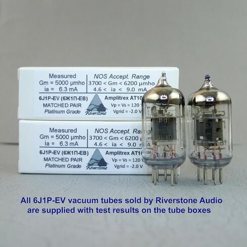 Riverstone Audio - أنابيب تفريغ NOS ذات 7 سنون 6J1P-EV (6Ж1П-EB)، زوج واحد تم اختباره وتطابقه بالكامل (3% لـ IP وGm) - ترقية لـ 6J1 6J1P 6AK5 5654 EF95 403B - قطعتان 6J1P-EV (6Ж1П-ЕВ) 3% متطابقة in Kuwait