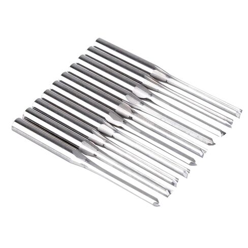 10pcs 3.175mm Straight Slot Bit Wood Cutter CNC Solid Carbide Two Double Flute Bits CNC Router Bits in Saudi Arabia