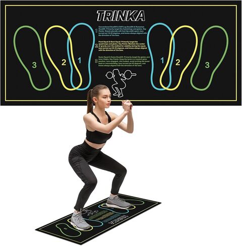 Non-Slip Squat Mat with Foot Position, 37.8'' X 16.54'' Large Squat Support Pad, 4mm Thickness Foot Placement Assist Exercise Mat for Squats, Home Gym, Leg and Abdominal Workouts in Kuwait