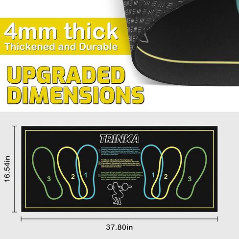 Non-Slip Squat Mat with Foot Position, 37.8'' X 16.54'' Large Squat Support Pad, 4mm Thickness Foot Placement Assist Exercise Mat for Squats, Home Gym, Leg and Abdominal Workouts in Kuwait