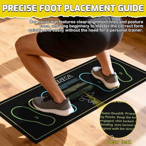 Non-Slip Squat Mat with Foot Position, 37.8'' X 16.54'' Large Squat Support Pad, 4mm Thickness Foot Placement Assist Exercise Mat for Squats, Home Gym, Leg and Abdominal Workouts in Kuwait