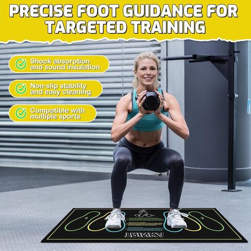 Non-Slip Squat Mat with Foot Position, 37.8'' X 16.54'' Large Squat Support Pad, 4mm Thickness Foot Placement Assist Exercise Mat for Squats, Home Gym, Leg and Abdominal Workouts in Kuwait