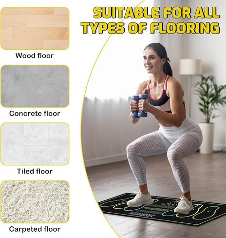 Non-Slip Squat Mat with Foot Position, 37.8'' X 16.54'' Large Squat Support Pad, 4mm Thickness Foot Placement Assist Exercise Mat for Squats, Home Gym, Leg and Abdominal Workouts in Kuwait