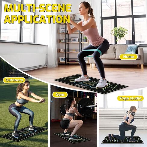 Non-Slip Squat Mat with Foot Position, 37.8'' X 16.54'' Large Squat Support Pad, 4mm Thickness Foot Placement Assist Exercise Mat for Squats, Home Gym, Leg and Abdominal Workouts in Kuwait