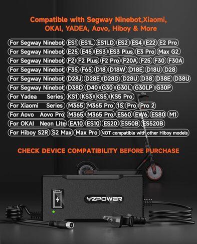 شاحن سريع 42 فولت 5 أمبير لـ Segway Ninebot MAX G30LP/G30P/ES1/ES2/ES4 وXiaomi M365 - متوافق مع F25/F30/F40، Spin، Skip، Bird، Lime Scooters 36V بطارية ليثيوم أيون، موصل 8 مم in Saudi Arabia