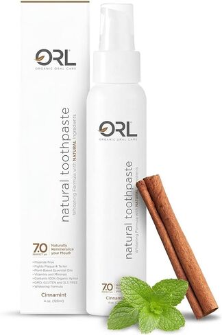ORL Fluoride-Free, Natural Hydroxyapatite Toothpaste with Organic Xylitol. Helps Strengthen Teeth, Prevent Cavities, Non-Toxic Ingredients. Natural Fresh Mint Flavor 4 oz. Made is USA in Saudi Arabia