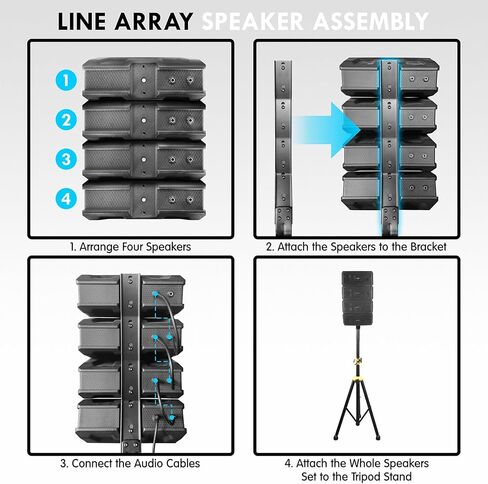 LOTAWAY GWS-042 Powered Line Array Speaker System with 15" Wooden Active Subwoofer, 2200W Professional DJ Sound System with Smart DSP, 3-Channel Mixer, Bluetooth TWS for Church, Club, Live Events in Saudi Arabia