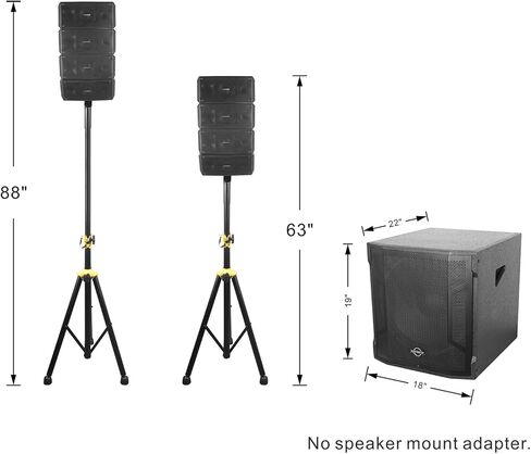 LOTAWAY GWS-042 Powered Line Array Speaker System with 15" Wooden Active Subwoofer, 2200W Professional DJ Sound System with Smart DSP, 3-Channel Mixer, Bluetooth TWS for Church, Club, Live Events in Saudi Arabia