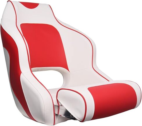 Deluxe Pro High Back Boat Seats Premium Sports Flip Up Captain Bucket Seat with Armrests,White&Blue in Saudi Arabia