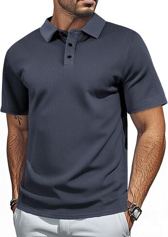 Men's Ice Silk Polo Shirt Casual Solid Color Slim Fit Short Sleeve Summer Golf Tee Shirt in Saudi Arabia