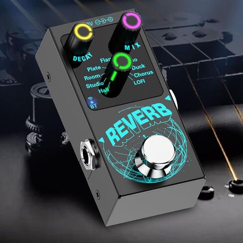Mini Reverb Guitar Pedal, Verb Square Digital Reverb 9 Modes Room, Hall, Chorus, Duck, Plate, Studio, Echo, LOFI with True Bypass Aluminium Alloy Case 9V (Black-Reverb) in Kuwait