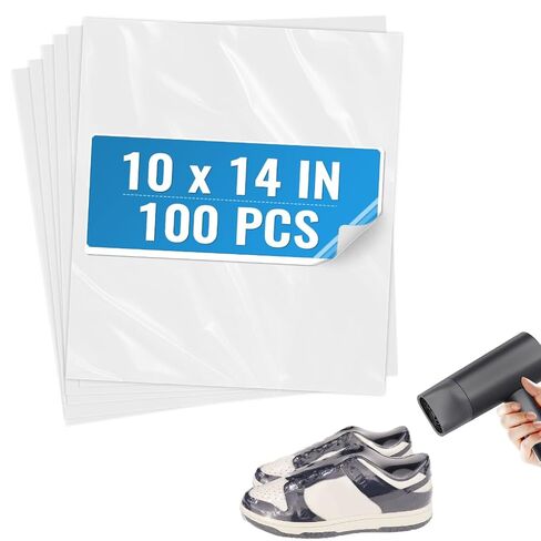 أكياس تغليف قابلة للانكماش من Yeumk 50 قطعة مقاس 10 × 14 بوصة أكياس تغليف حرارية PVC شفافة أكياس تغليف قابلة للانكماش للصابون وقنابل الحمام والكتب والأحذية والجرار وأفلام DVD/CD والشموع ومشاريع DIY محلية الصنع وهدية عيد الميلاد والهالوين in Kuwait