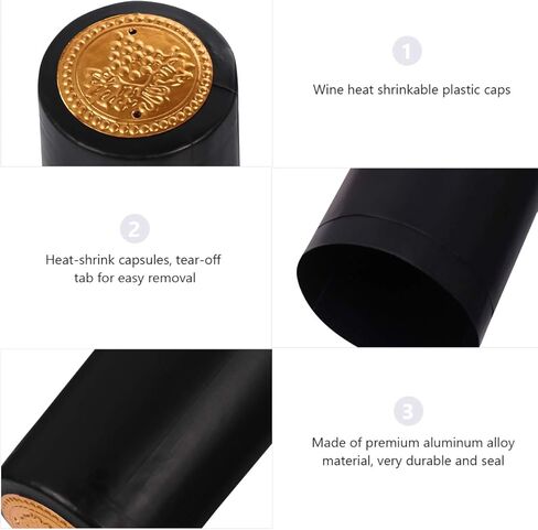 100Pcs Heat Shrink Wine Bottle Film - Black Pvc Shrink Capsules Top Seal Sleeves for Wine Bottling Home Restaurant Winery Wrapping in Saudi Arabia