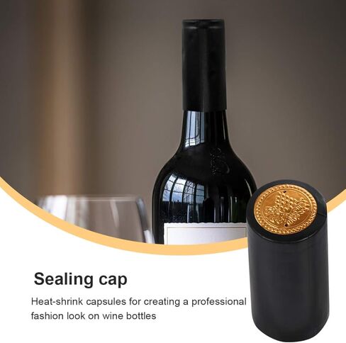 100Pcs Heat Shrink Wine Bottle Film - Black Pvc Shrink Capsules Top Seal Sleeves for Wine Bottling Home Restaurant Winery Wrapping in Saudi Arabia