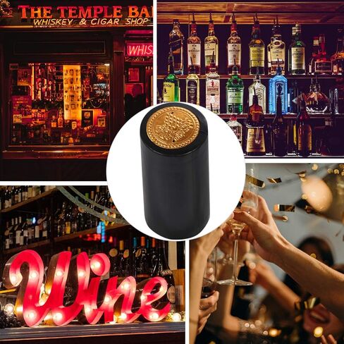 100Pcs Heat Shrink Wine Bottle Film - Black Pvc Shrink Capsules Top Seal Sleeves for Wine Bottling Home Restaurant Winery Wrapping in Saudi Arabia