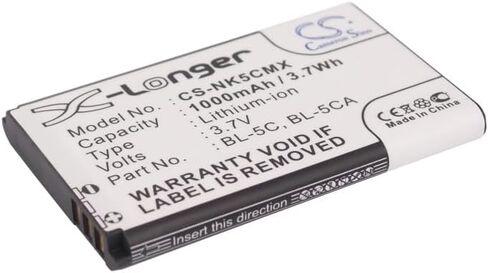 Replacement Battery for 3109 Classic 6270 2280 6230i 1110i N72 N-Gage 6630 1208 N-Gage 3120 6682 6265i N70 N71 6820 3110 1650 X2-01 C2-02 105 (2023) 1112, BL-5CA BL-5C battery 1000mAh in Saudi Arabia