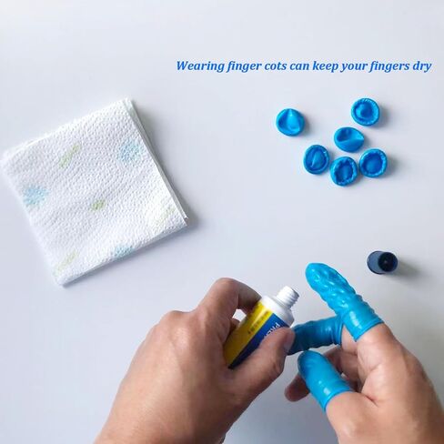 330 PCS Large Disposable Nitrile Finger Cots, Non-allergenic No Powder Finger Protectors，Thumb Covers Protector for Fingertips, Suitable for Manicure, Massage,Painting,Electronic Repair (Blue) in Kuwait