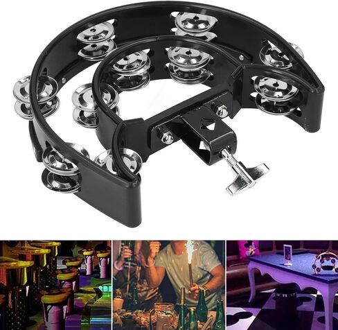 Jeffergarden Hi Hat Tambourine with 40 Stainless Steel Bells Multifunctional Hand Bell Rattle for Drum Set icians Portable Percussion Instrument in Kuwait