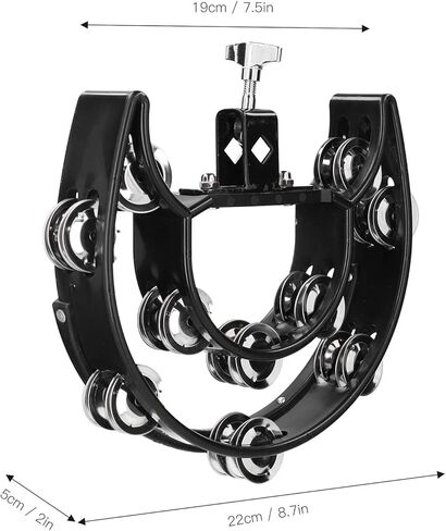 Hi Hat Tambourine Drum Set, Double Row Bells Musical Instrument for Drummers Guitarists Singers Composers, Multifunctional Hand Bell Rattle Loose,Black in Kuwait