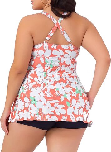Agnes Orinda Plus Size Tankini Swimsuits for Women 2 Piece V Neck Floral Flowy Tops with Shorts Bathing Suits in Saudi Arabia
