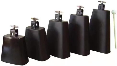 Steel Cowbell with Stick，Cowbell Instrument, 4 Inch Metal Steel Cow Bell with Handle Stick for Drum Set, Hand Percussion Noise Maker (5") in Saudi Arabia