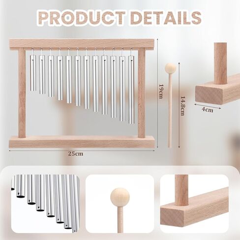 Classroom Chime for Attention Wooden Desk Meditation Wind Chime Bell with Mallet Teaching Aid Calm Down Signal for Teachers Quiet Management Tool Musical Percussion Instrument for Ornament in Kuwait
