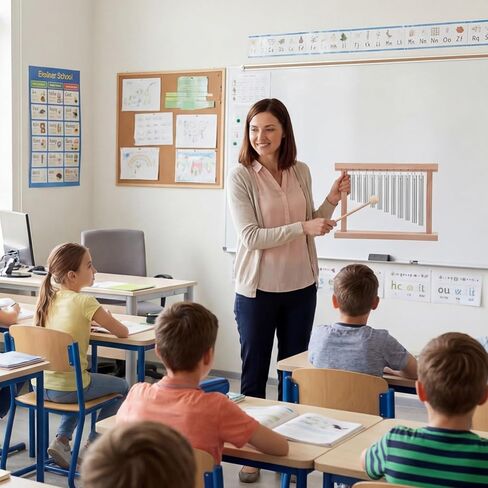 Classroom Chime for Attention Wooden Desk Meditation Wind Chime Bell with Mallet Teaching Aid Calm Down Signal for Teachers Quiet Management Tool Musical Percussion Instrument for Ornament in Kuwait