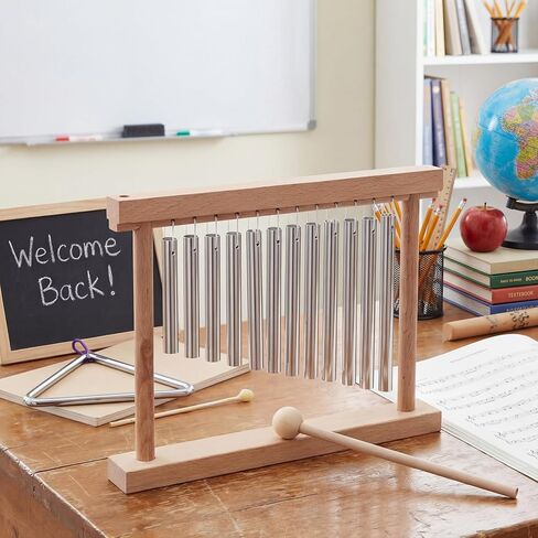 Classroom Chime for Attention Wooden Desk Meditation Wind Chime Bell with Mallet Teaching Aid Calm Down Signal for Teachers Quiet Management Tool Musical Percussion Instrument for Ornament in Kuwait