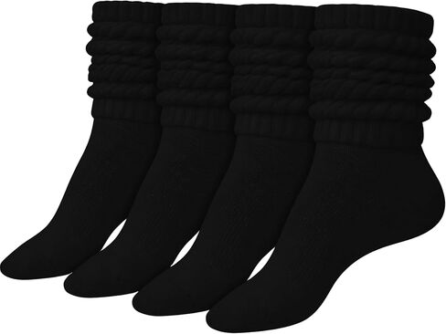 Winterlace 90% Cotton Crew Slouch Socks 2-Pairs Scrunchy Ribbed Soft Retro Womens Boot Calf Sock in Saudi Arabia