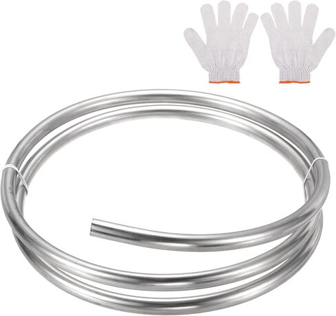 uxcell Stainless Steel Tubing Coil, 1/8" OD x 13.12 ft Industrial 316 Stainless Steel Welded Tubing with Gloves, Silver Tone 0.02"Thickness in Saudi Arabia