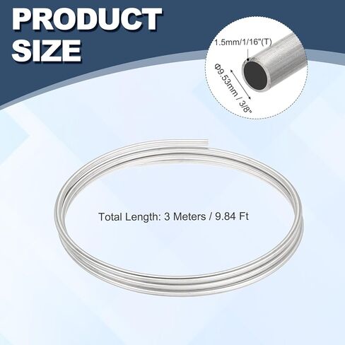 ملف أنابيب من الفولاذ المقاوم للصدأ uxcell، سمك جدار 1/32 بوصة، 1/2 بوصة OD × 15.75 قدم أنبوب لفائف من الفولاذ المقاوم للصدأ 304 صناعي، أنابيب معدنية ملحومة مرنة مستديرة، لون فضي in Kuwait
