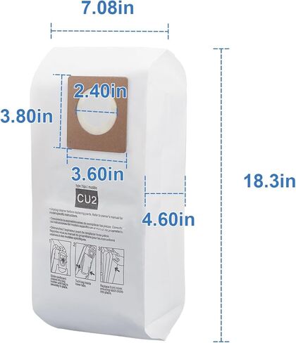 أكياس عمودية AH10143 للمكنسة الكهربائية Hoover HushTone CU2 CH54013 CH54015 CH54113 CH54115، لأكياس المكنسة الكهربائية التجارية Hoover، 10 عبوات - أبيض in Kuwait