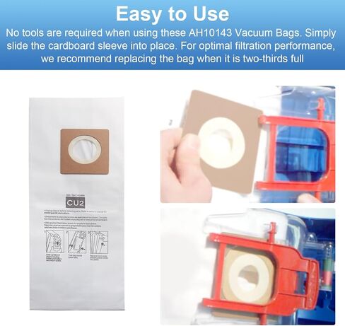 أكياس عمودية AH10143 للمكنسة الكهربائية Hoover HushTone CU2 CH54013 CH54015 CH54113 CH54115، لأكياس المكنسة الكهربائية التجارية Hoover، 10 عبوات - أبيض in Kuwait
