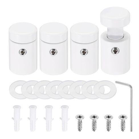 MECCANIXITY 4pcs Side Clamp Standoffs, 5/8" x 3/4" White Aluminum Standoff Screws Wall Sign Mounting Hardware Edge Grips for Acrylic Signs, Hanging Picture Frame in Saudi Arabia