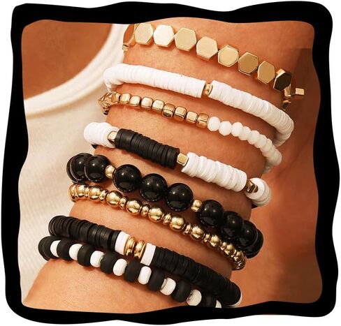 GORTIN Clay Bead Bracelets for Women Stretch Friendship Bracelets Stackable Surfer Heishi Bracelet Set in Saudi Arabia