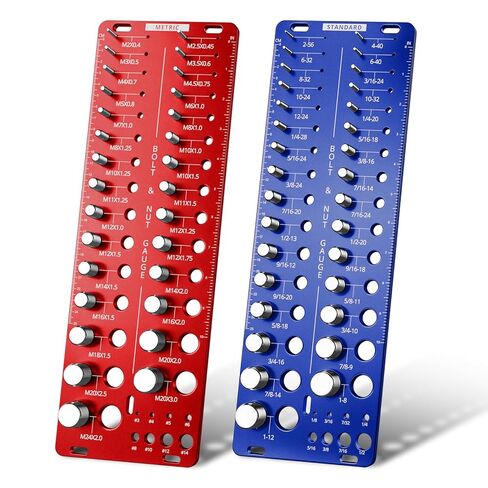 فاحص 76 خيط، مدقق خيط الصمولة والمسمار قياسي ومتري، مقياس خيط مع 31 SAE و29 متري و16 مقاس لقمة مثقاب، مجموعة معرف مقياس قياس حجم المسمار والصواميل الألومنيوم in Kuwait