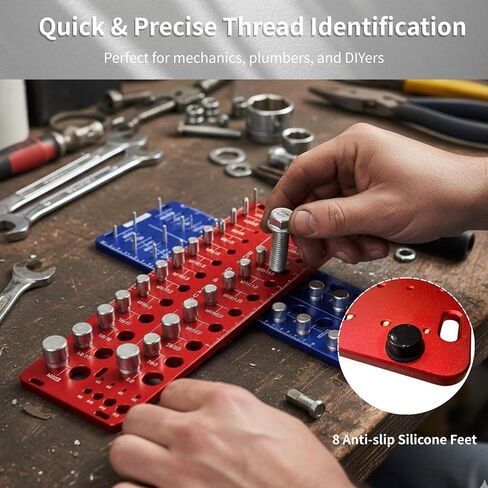 فاحص 76 خيط، مدقق خيط الصمولة والمسمار قياسي ومتري، مقياس خيط مع 31 SAE و29 متري و16 مقاس لقمة مثقاب، مجموعة معرف مقياس قياس حجم المسمار والصواميل الألومنيوم in Kuwait