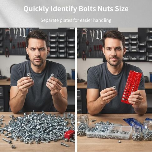 فاحص 76 خيط، مدقق خيط الصمولة والمسمار قياسي ومتري، مقياس خيط مع 31 SAE و29 متري و16 مقاس لقمة مثقاب، مجموعة معرف مقياس قياس حجم المسمار والصواميل الألومنيوم in Kuwait