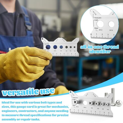 بطاقة قياس مسمار مزدوجة الجوانب من الفولاذ المقاوم للصدأ، مدقق خيط متري احترافي وأداة قياس مسمار لمهندسي الميكانيكا في المشروعات اليدوية in Kuwait