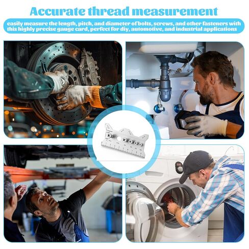 بطاقة قياس مسمار مزدوجة الجوانب من الفولاذ المقاوم للصدأ، مدقق خيط متري احترافي وأداة قياس مسمار لمهندسي الميكانيكا في المشروعات اليدوية in Kuwait